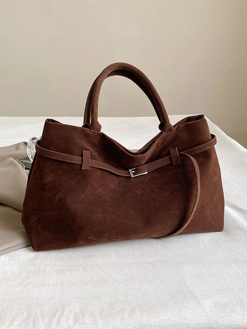 MINKARS Belt Tote Bag in Suede