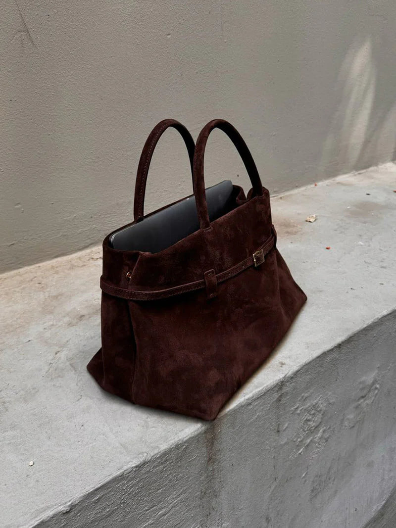 MINKARS Belt Tote Bag in Suede